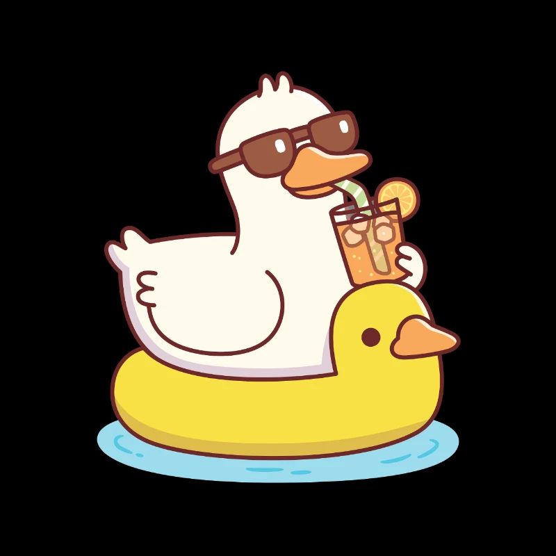 Funny Duck With Sunglasses On Ducky Pool Float