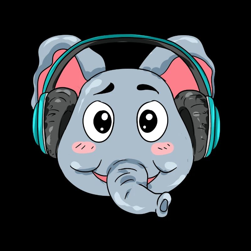 Elephant with headphones