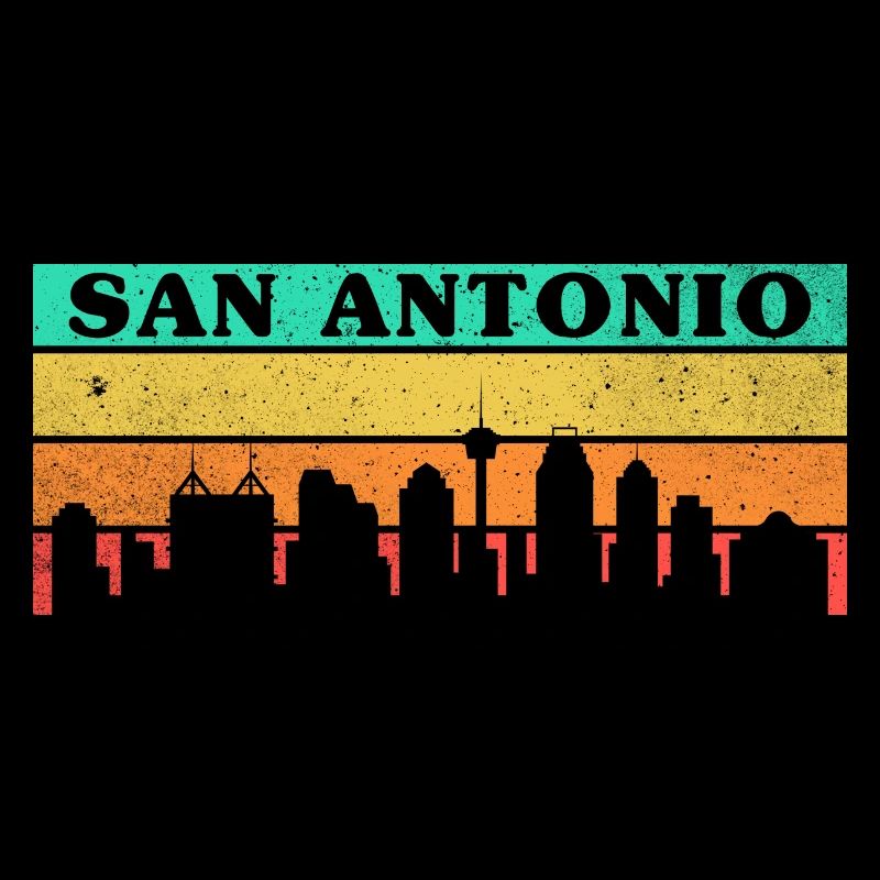San Antonio skyline retro design for proud