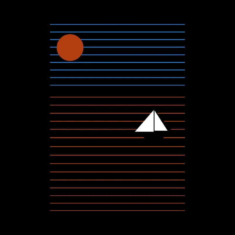 Minimalismus Abendrot am Meer mit Segelschiff