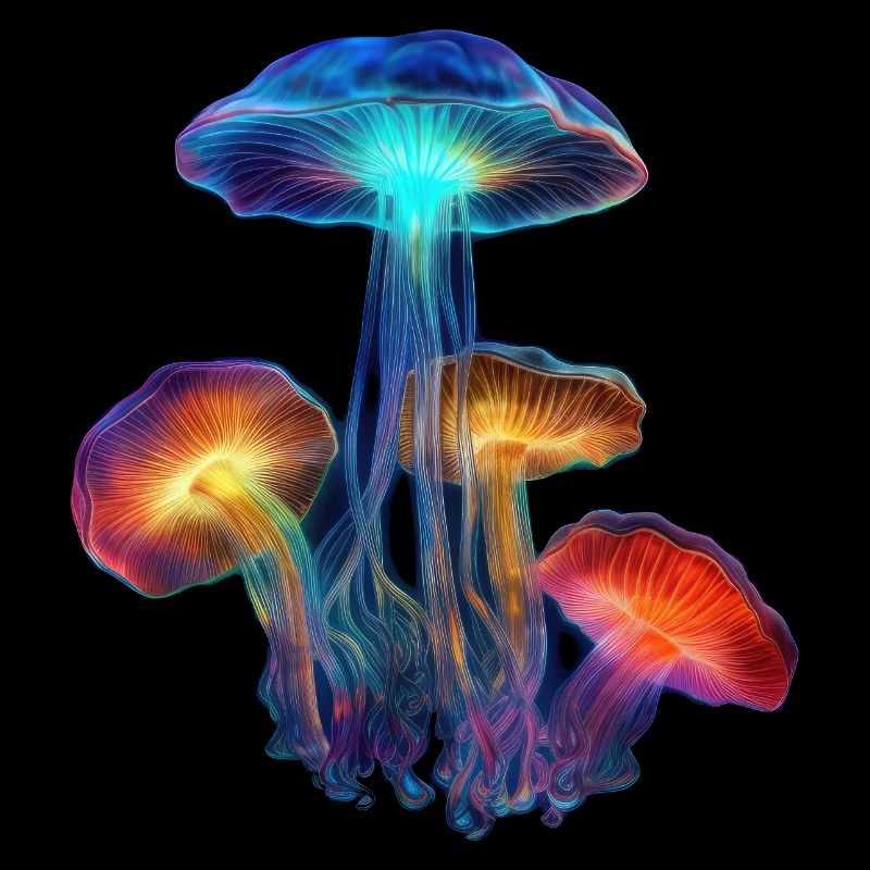 Glowing magic mushrooms