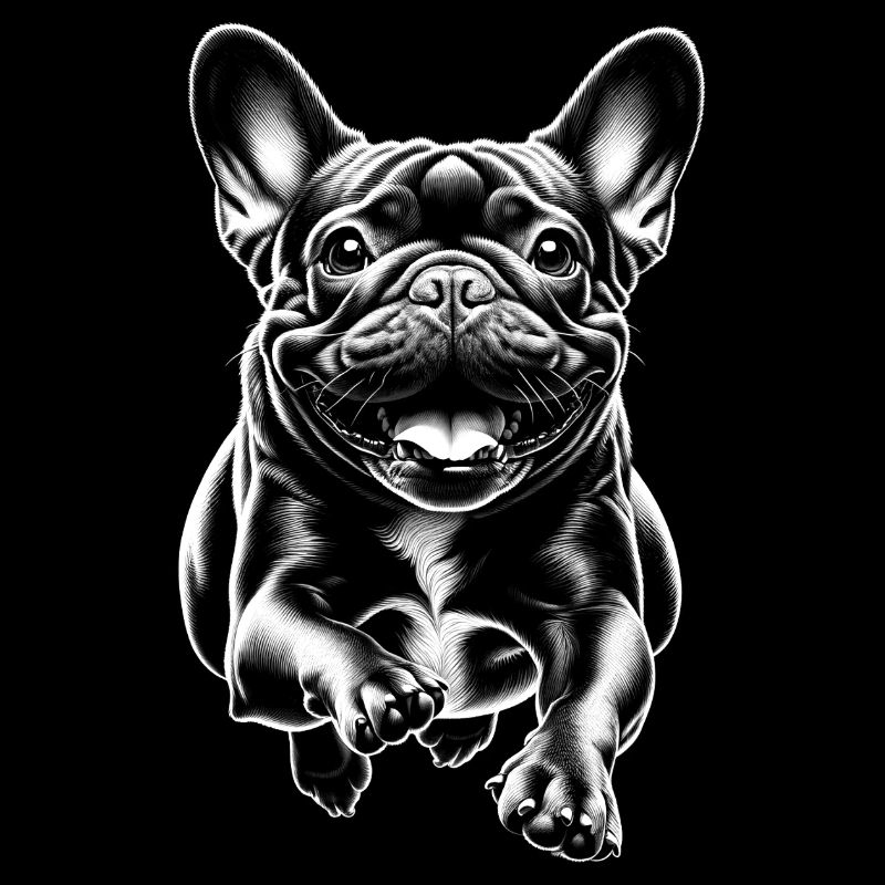 Mignon bouledogue français courant comme un portrait