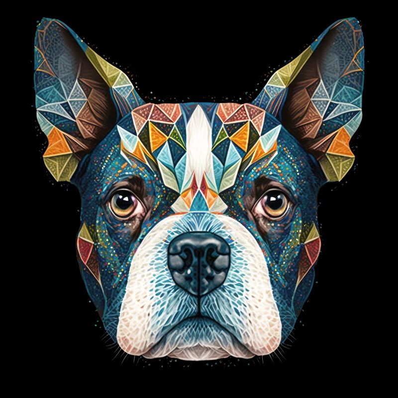 Farbenfrohes Boston Terrier Kopf Artwork