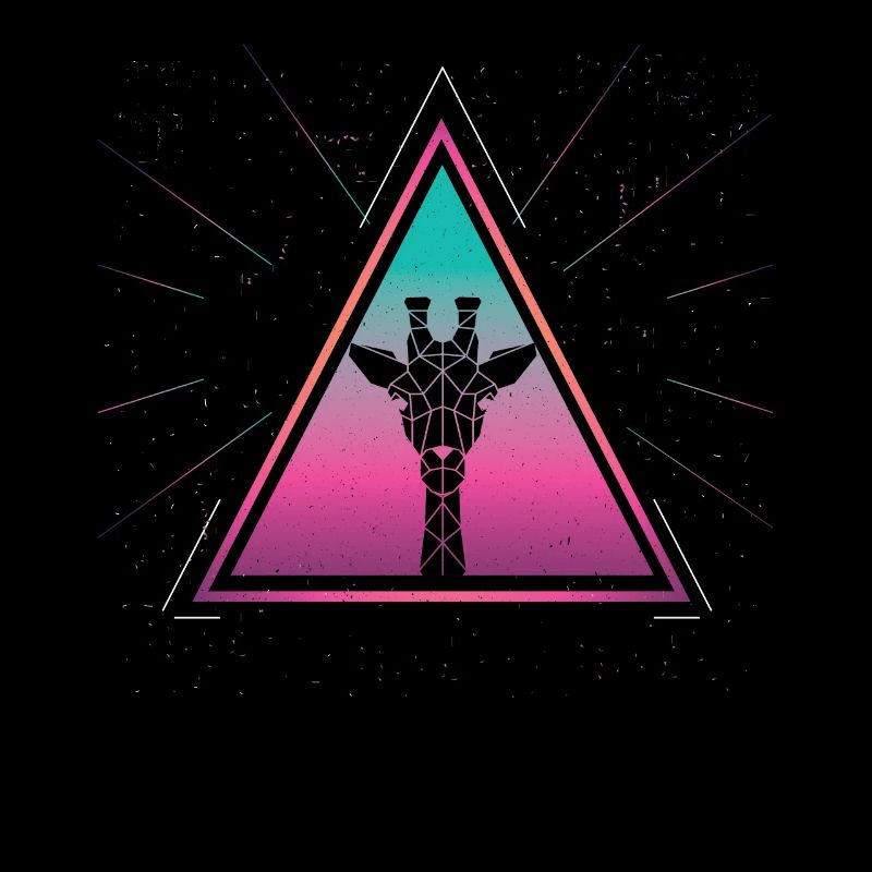 Girafe colorée Triangle géométrique Style Rétro