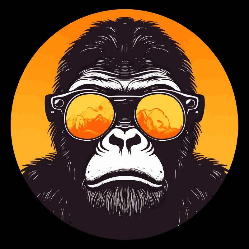 Gorilla with sunglasses, monkey, primate