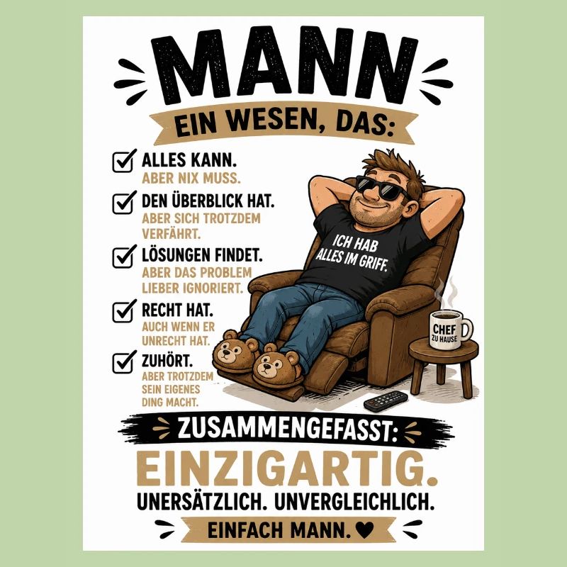 Mann: Einzigartig, unverwechselbar
