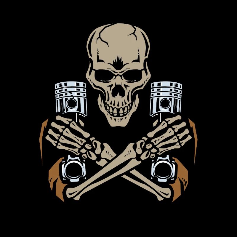Car mechanic skeleton piston tuning
