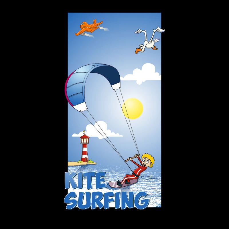Farbenfrohe Illustration eines Kitesurfers