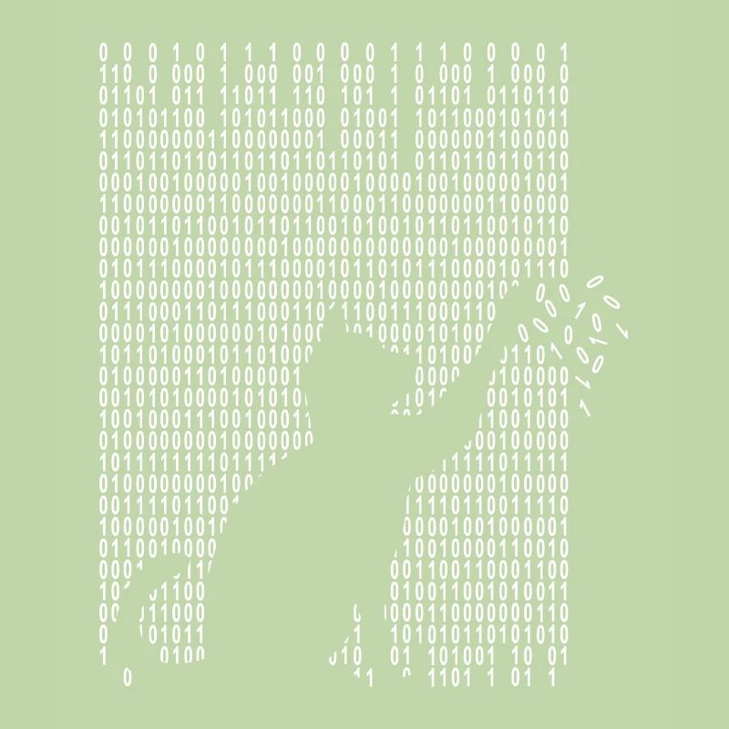 Katze spielt mit Binärcode