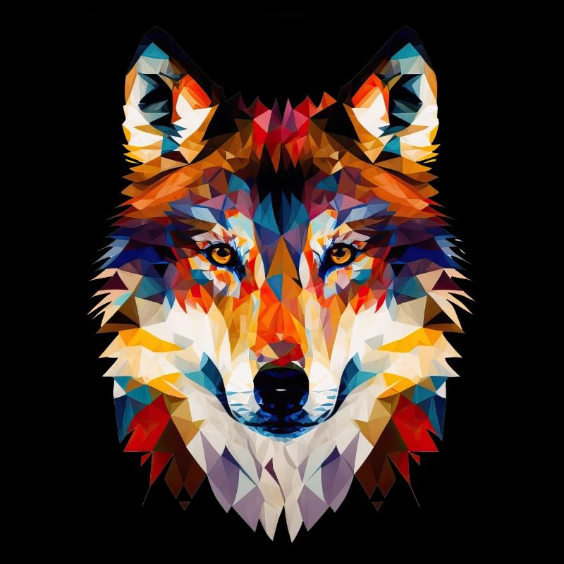 Wolf Gesicht Geometrisch Abstrakt Bunt