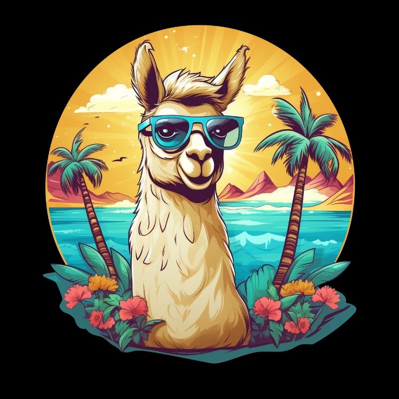 Cool Lama relaxt Strand
