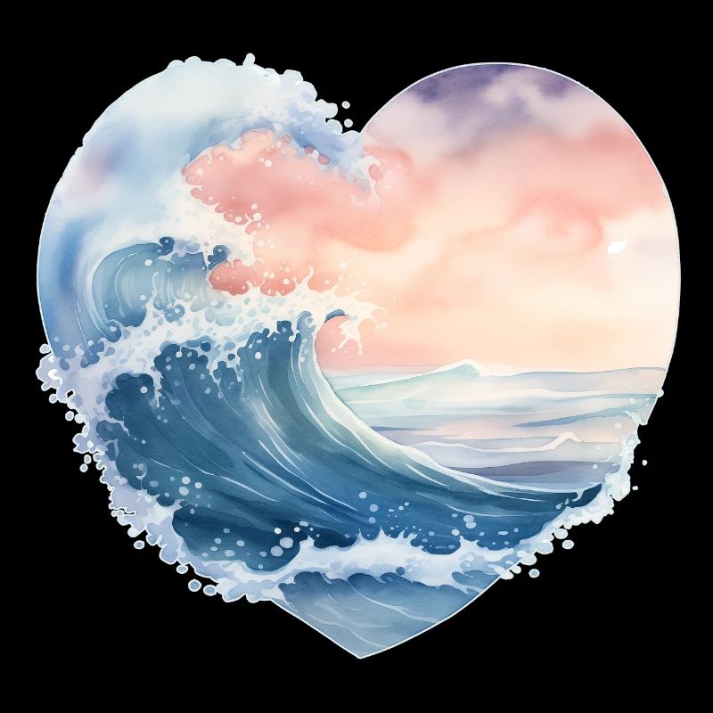 Wave Sea Heart Shape