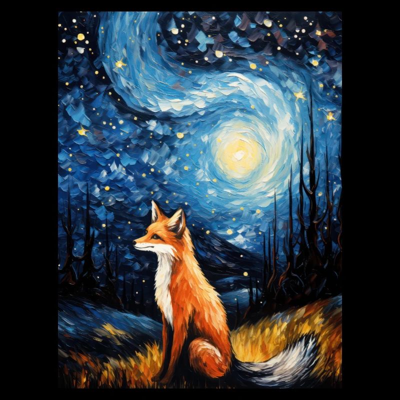 Fox, Starry Night, Van Gogh, Style