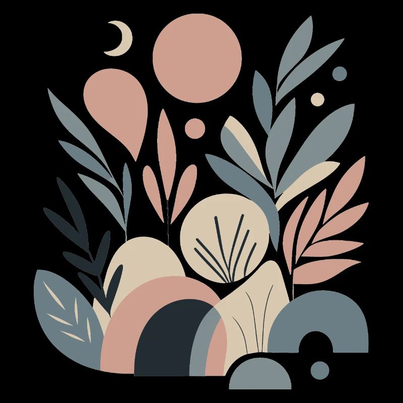 Pastel Pattern Abstract Shapes Art Forest Moon