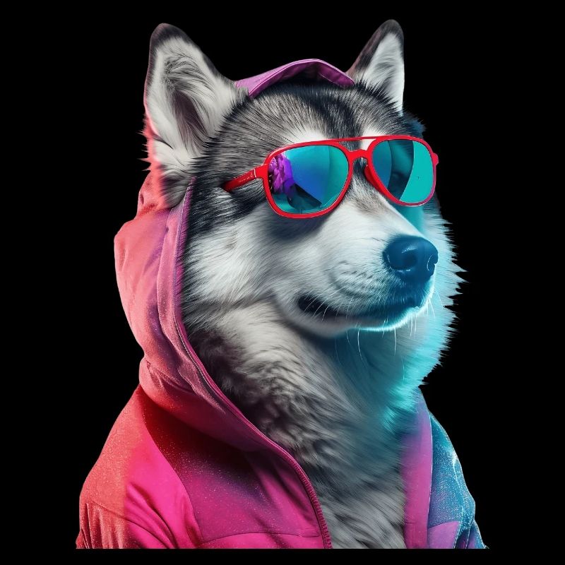 Husky avec lunettes de soleil Coloré Cool Huskies Chien