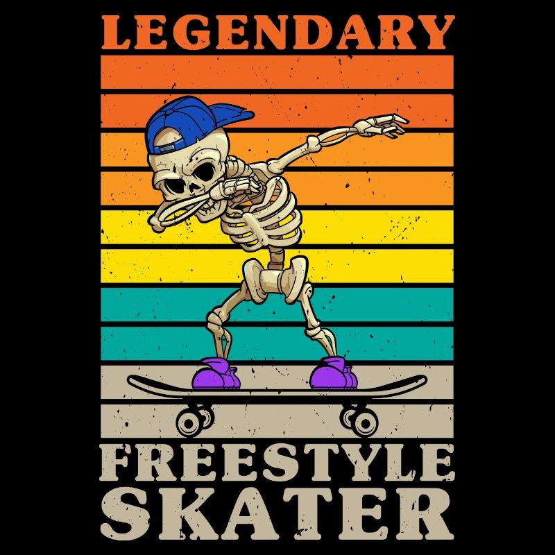 Dabbing squelette skater skateboard longboard