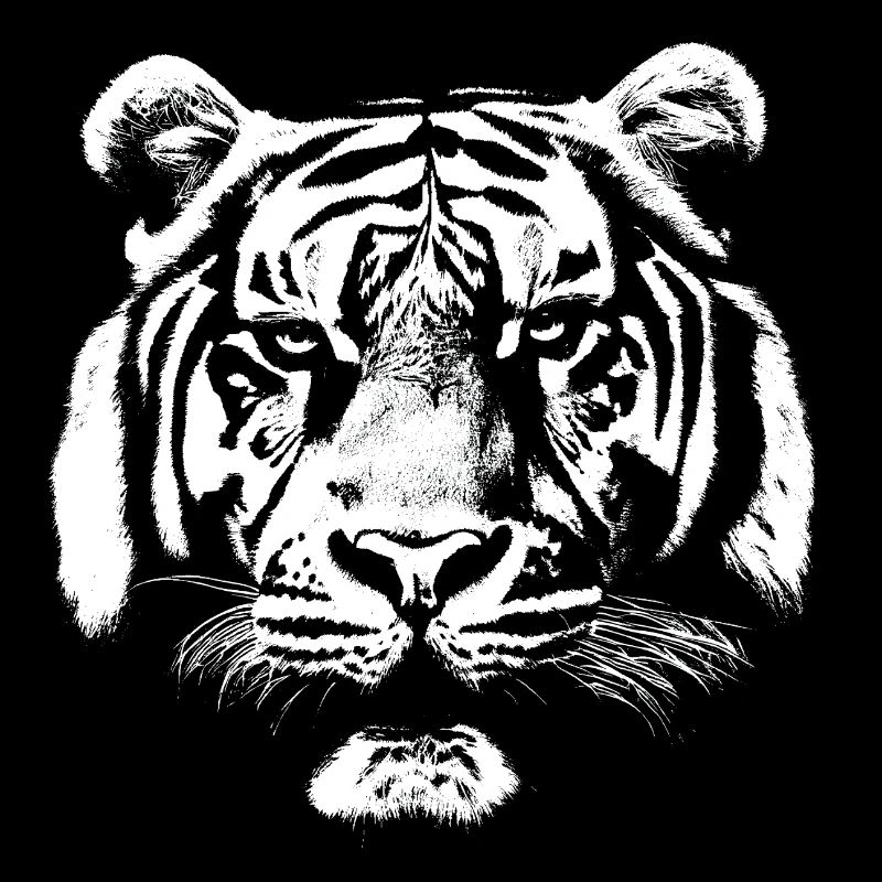 Tiger Head Black White