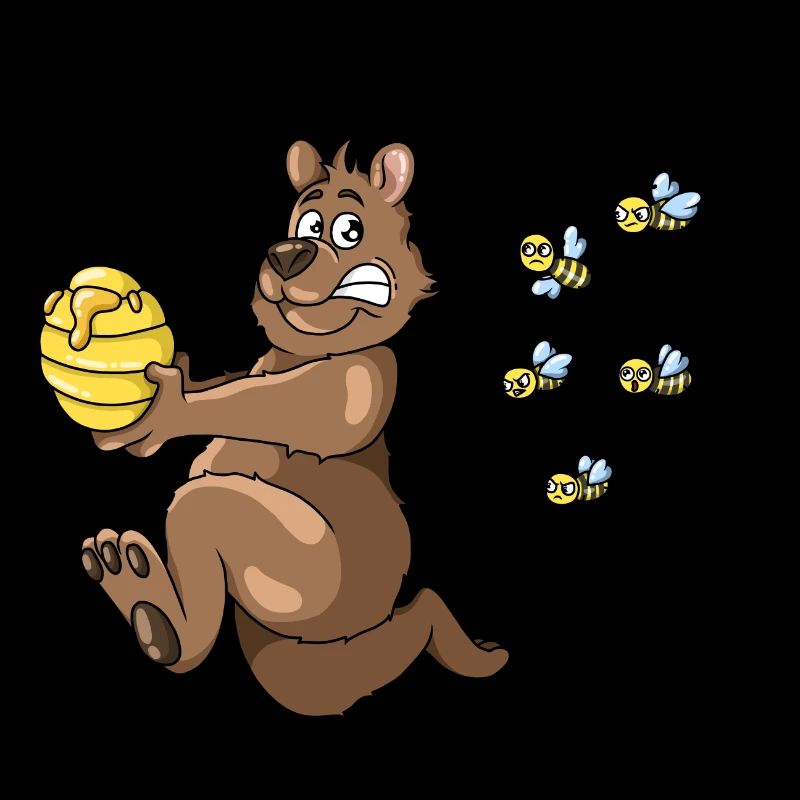 Brown bear bear beess escaping bins honey