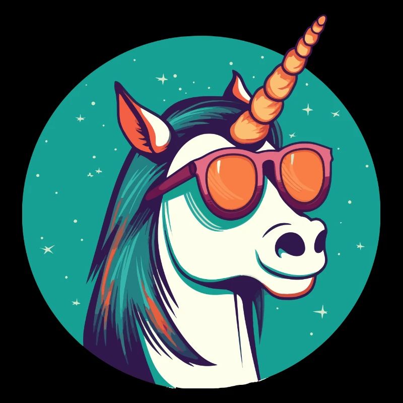 Einhorn mit Sonnenbrille, mythisches Pferd
