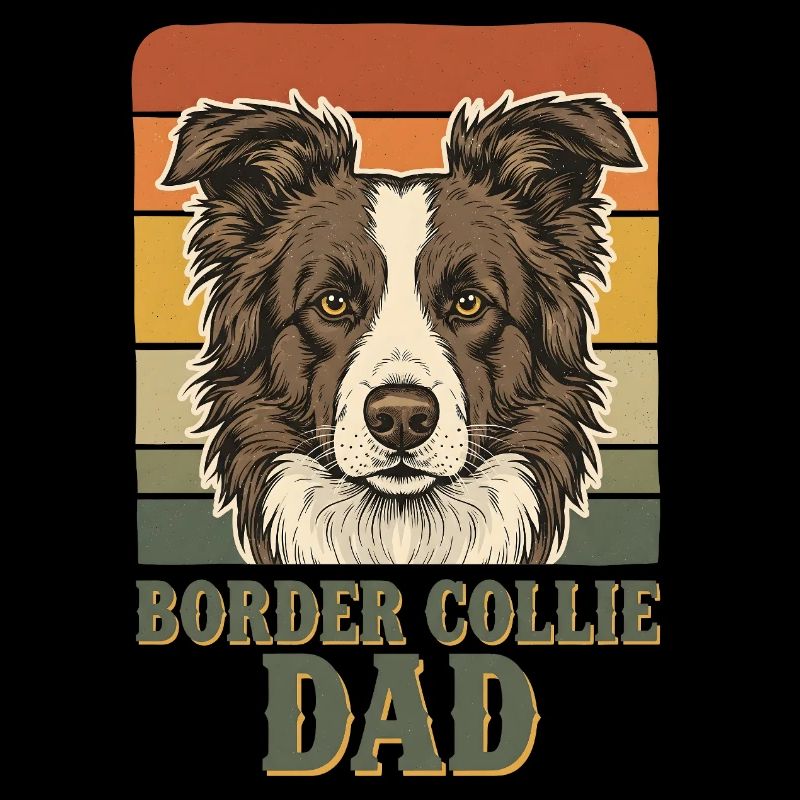 Border Collie Dad Retro Vintage Design