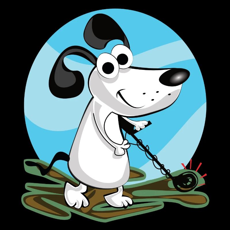 Comic dog probes with metal detector