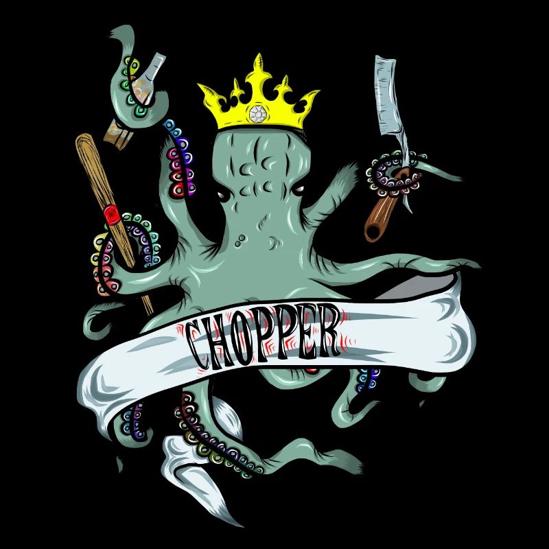 Pieuvre avec couronne et chopper