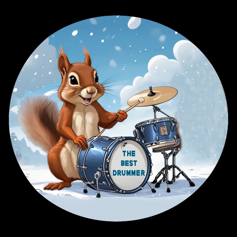 Squirrel plays drums in the snow