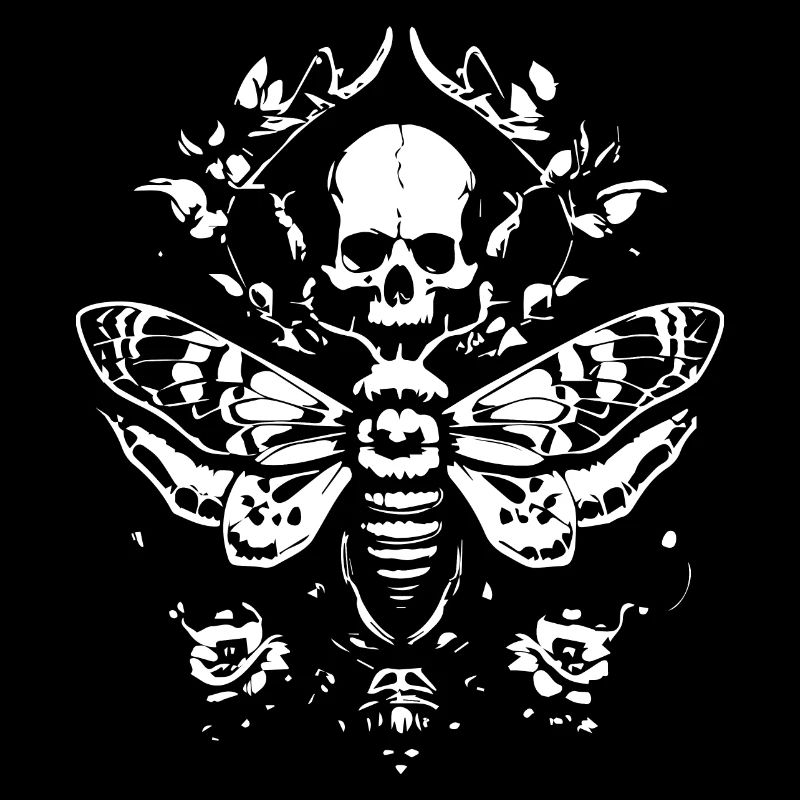 Moth Skull Tattoo Design