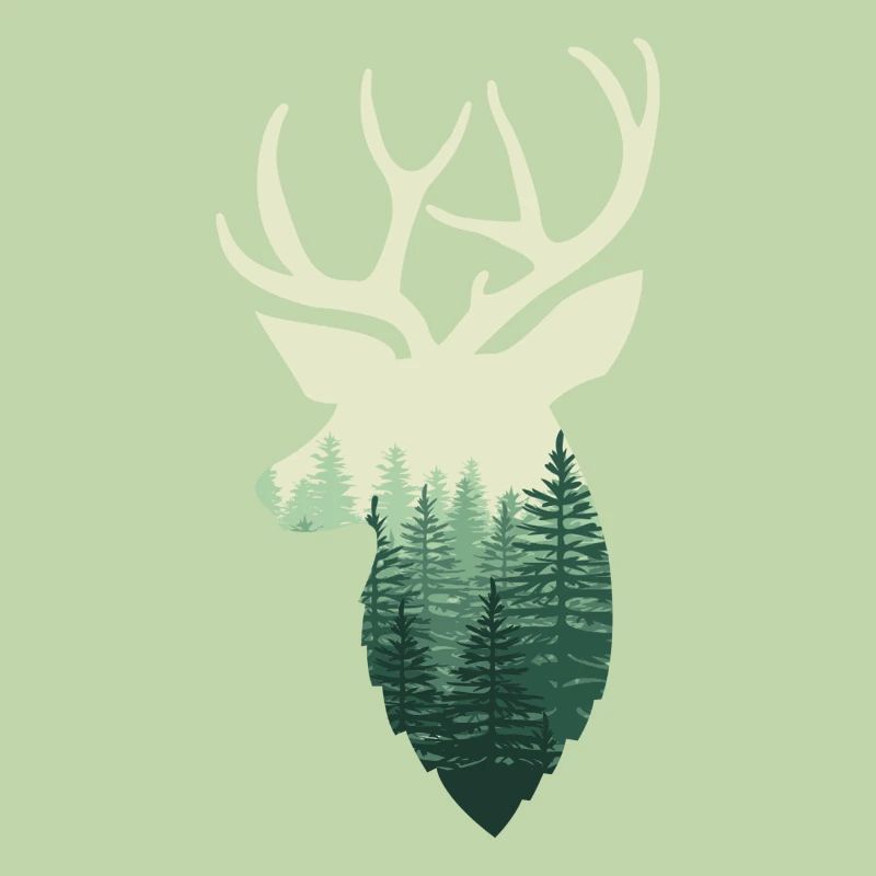 Deer with forest