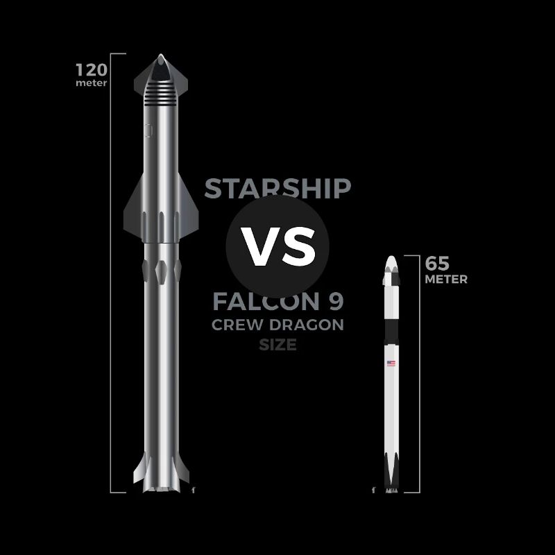 Spacex Falcon 9 vs Starship (BFR) Taille 120m