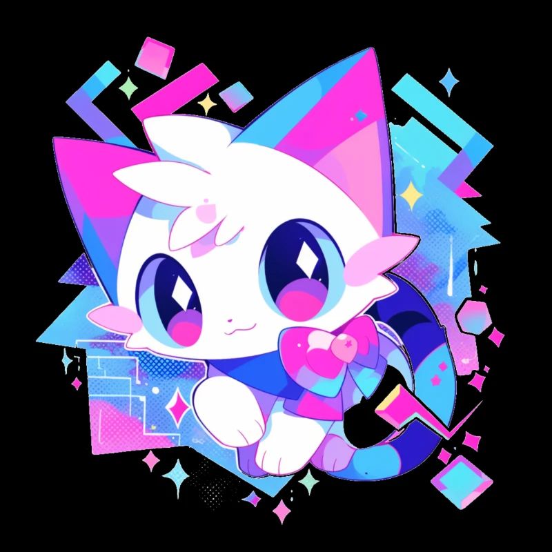 Mignon chat blanc style de dessin animé
