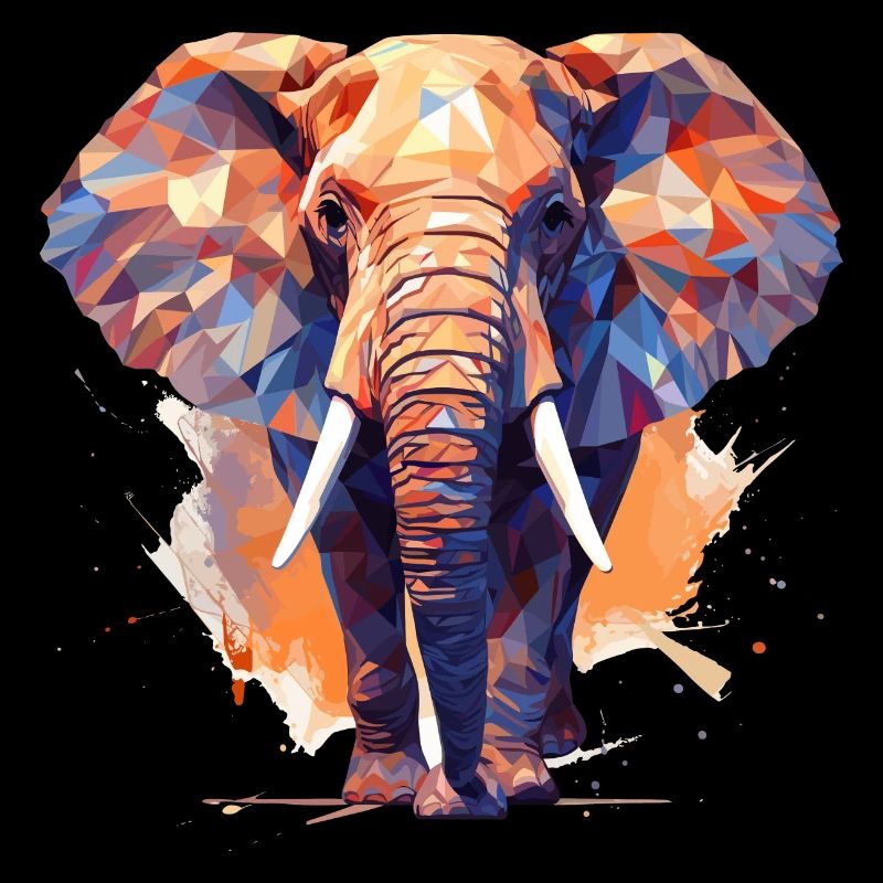 Polygone d’éléphant en cours d’exécution coloré