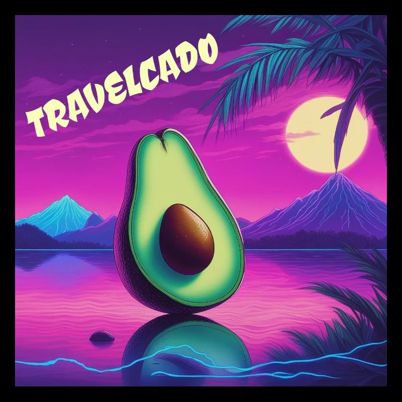 Avocado Synthwave Varporwave Avoacado Urlaub Fun