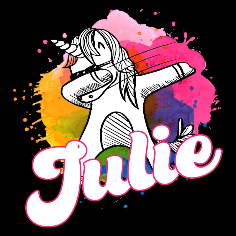 JULIE - Schöner Name mit dabbing Einhorn