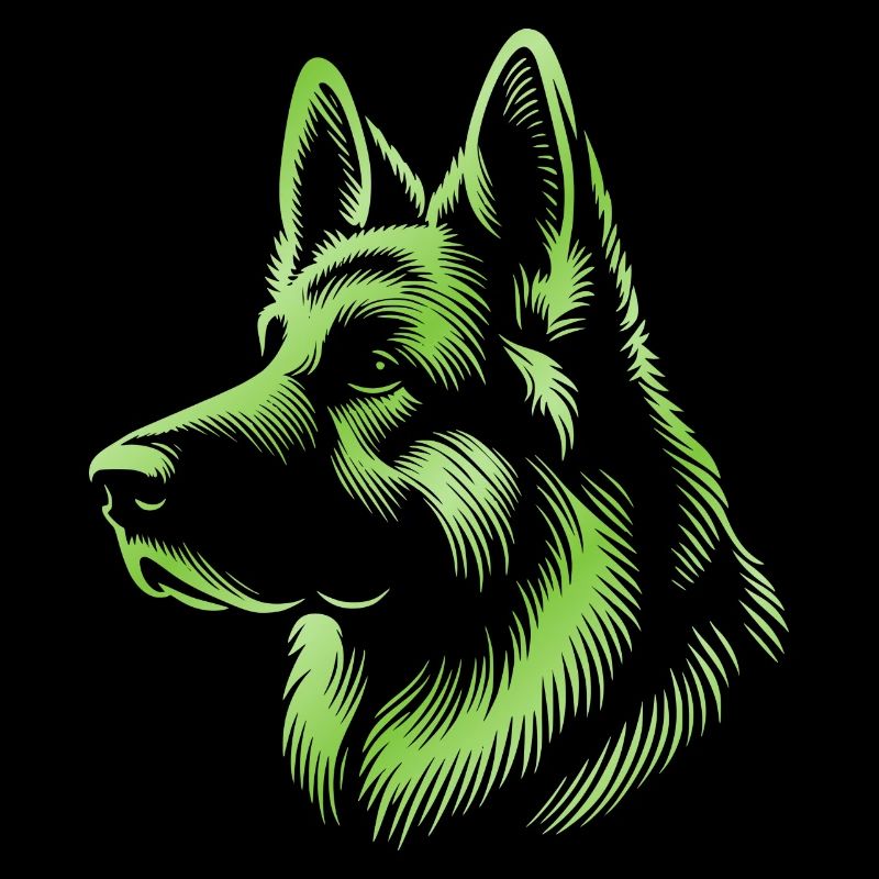 German Shepherd Head Green