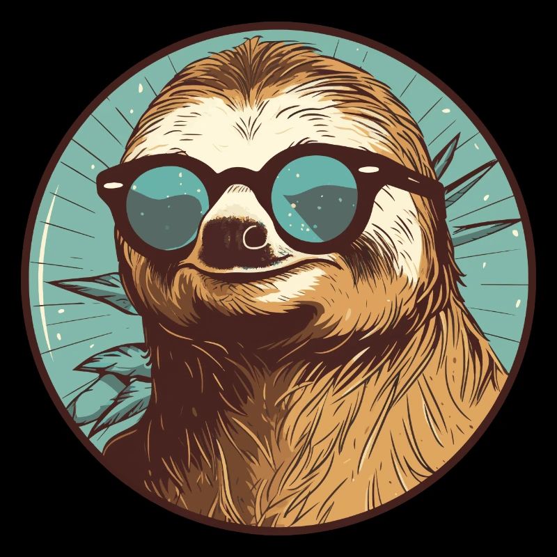 Sloth with sunglasses, sluggishness