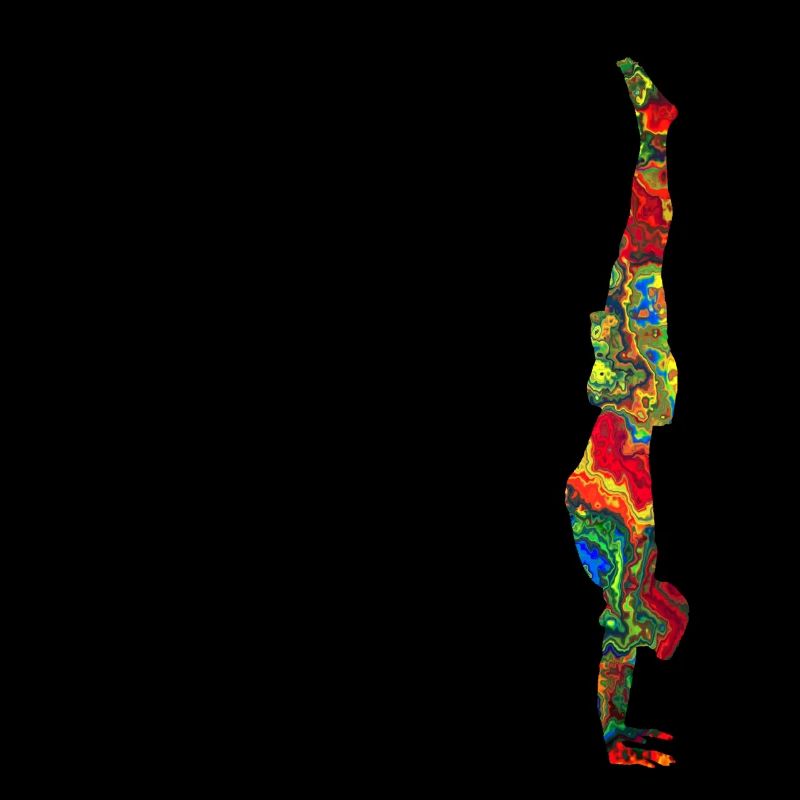 Handstand colorfully marbled