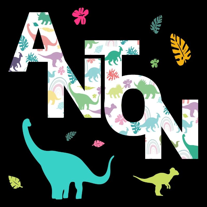 ANTON - Beautiful boy name with dinosaur