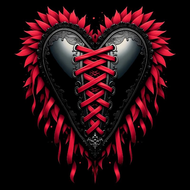 Coeur Corset Gothique Saint Valentin Occulte Goth