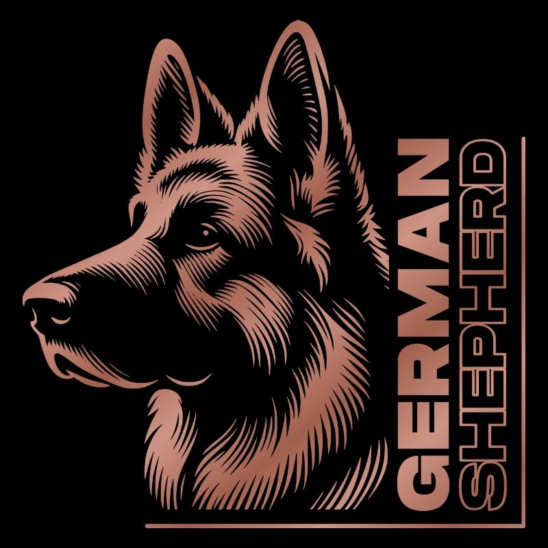 GERMAN SHEPHERD Zeichnung Kopf rosegold