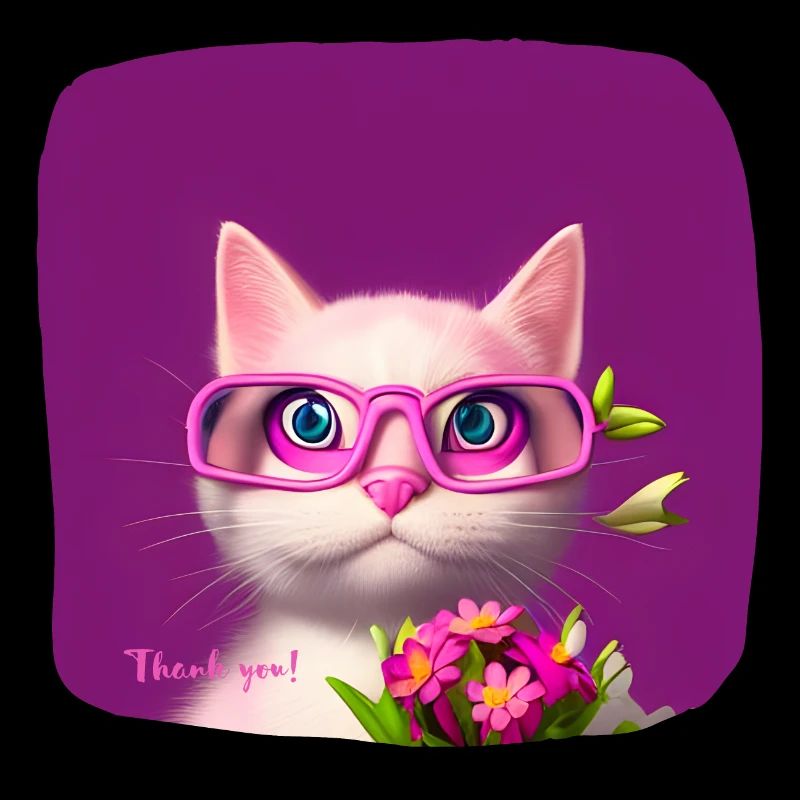 Chat dans des lunettes tendant des fleurs