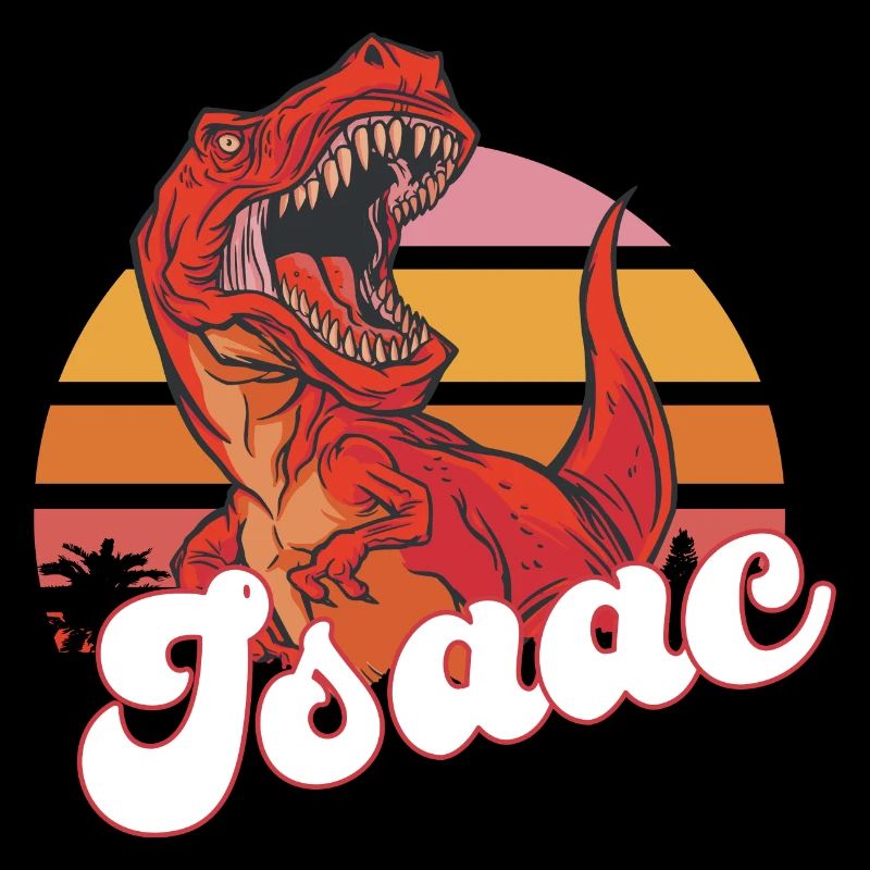 ISAAC - Beautiful boy name with T-REX Dino