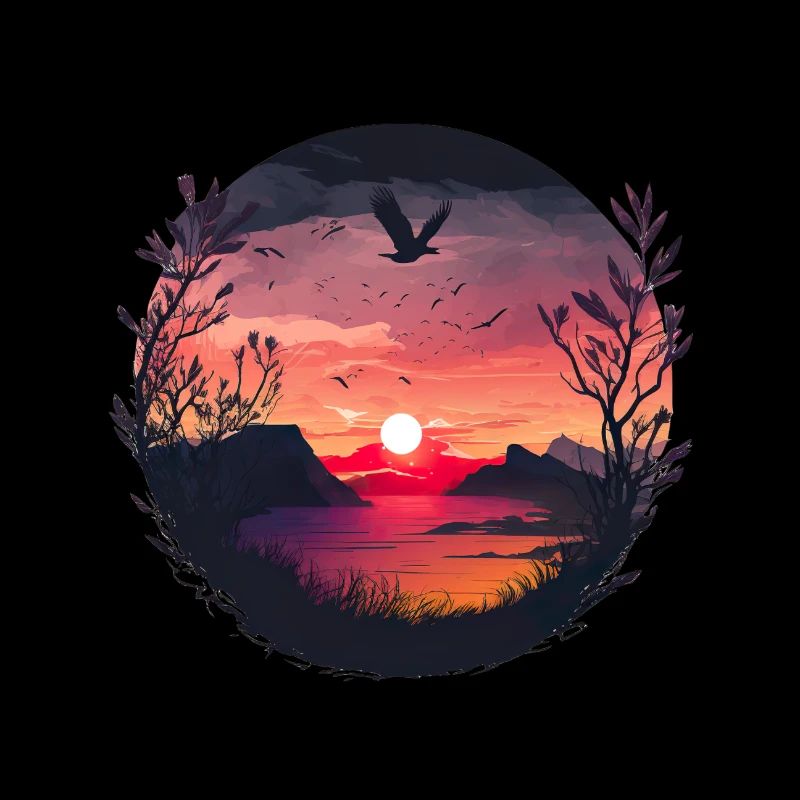 Oiseaux du coucher du soleil