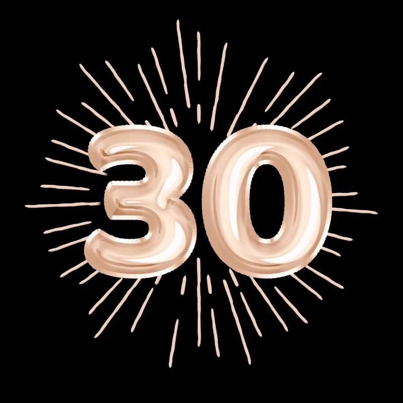 Number 30, gold-coloured print, customisable