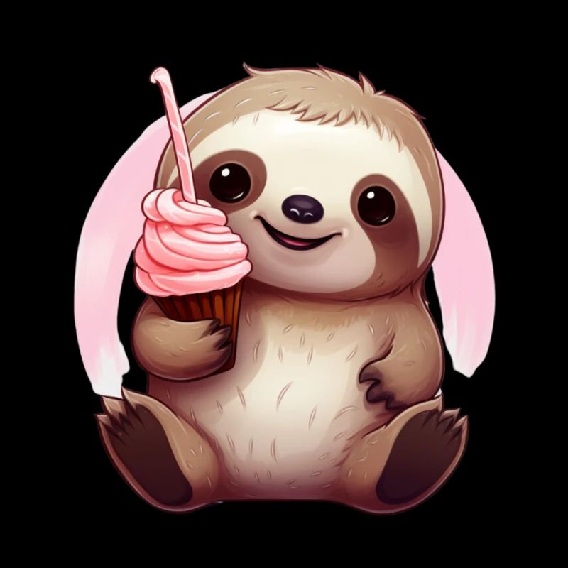 Süßes Baby Faultier isst ein Eis