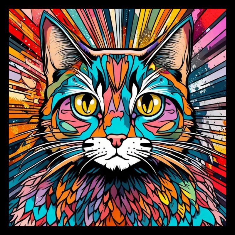 Cat Head Cat Cat Colorful