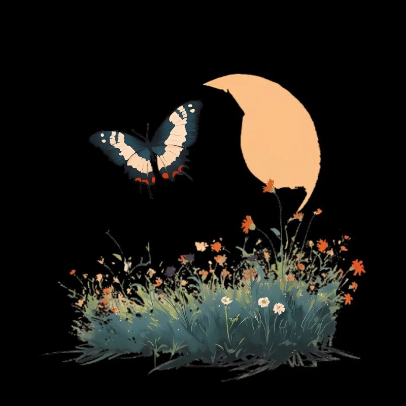 Un papillon survole une prairie colorée