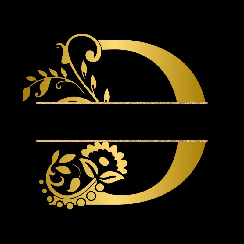 Personalized floral gold letter D - gift idea