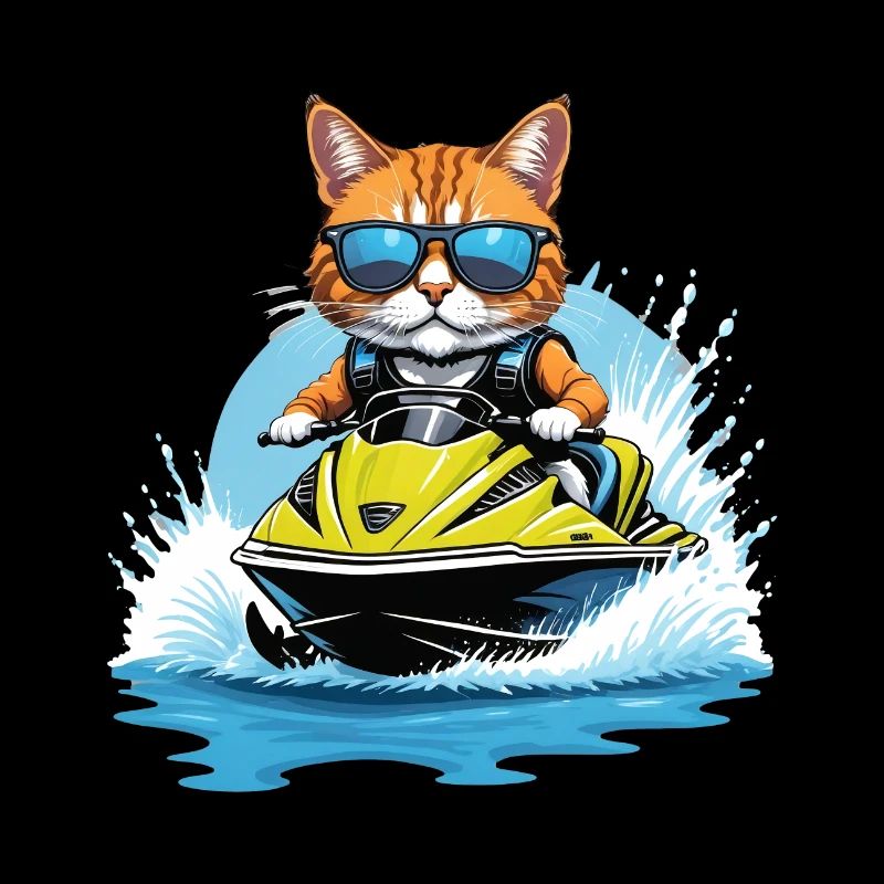 Cat Jet Ski Cat Funny Funny Gift