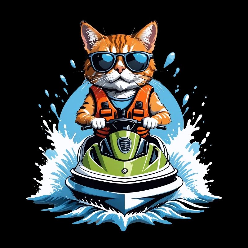 Cat Jet Ski Cat Funny Funny Gift